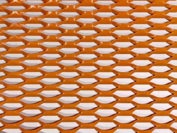 Orange hexagonal decorative expanded metal sheet